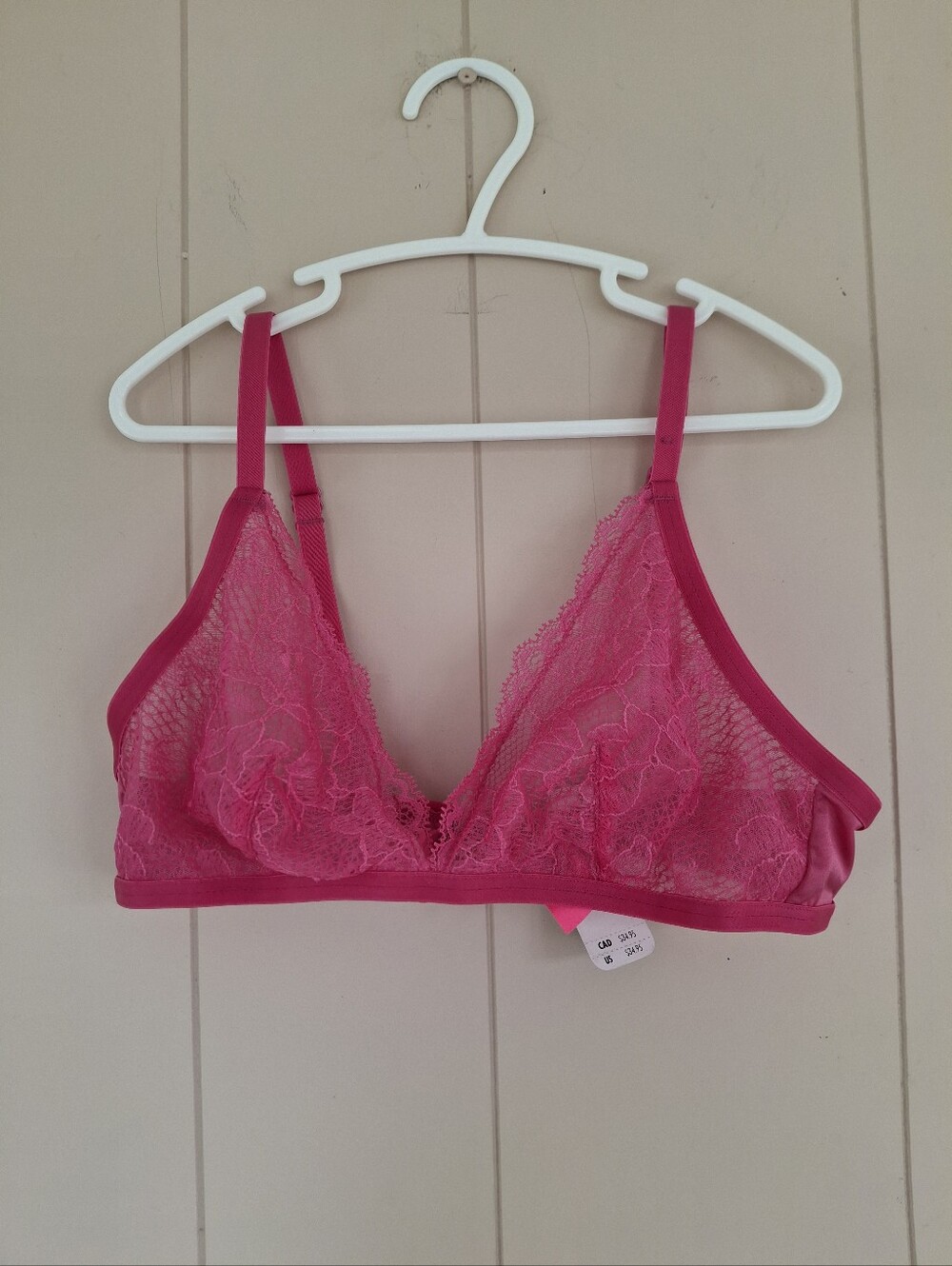 La SENZA Small Lace Bralette Pink Unlined Sheer Bra NWT Lingerie
